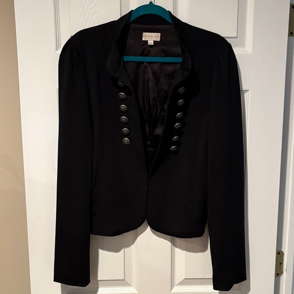 Olive & Oak Black Double-Button Military Blazer